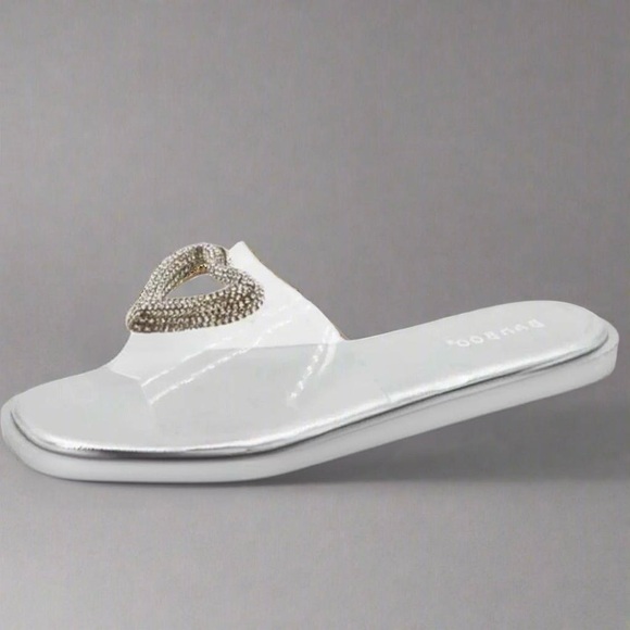 LOVE Clear Silver Rhinestone Sandals Collection - Picture 1 of 2